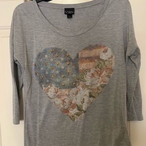 American flag floral shirt